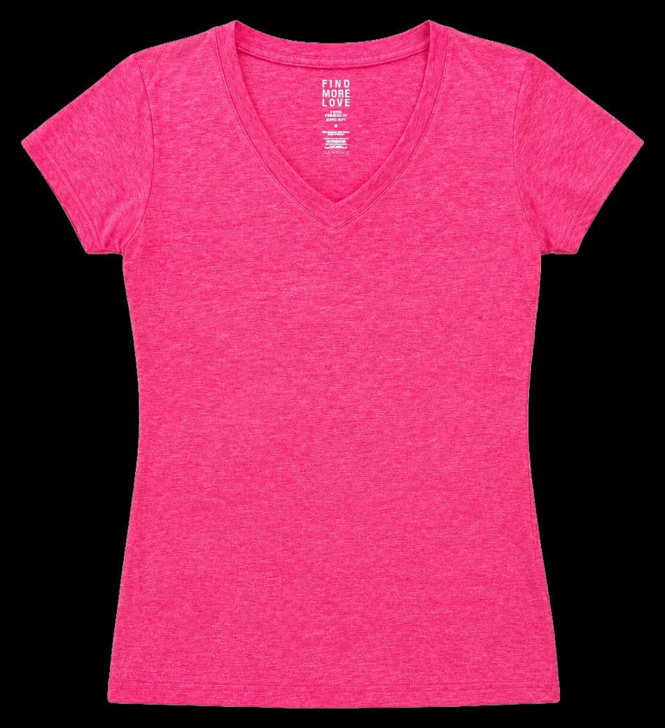 Playera Super Soft Cuello V en rosa, con parche naranja.