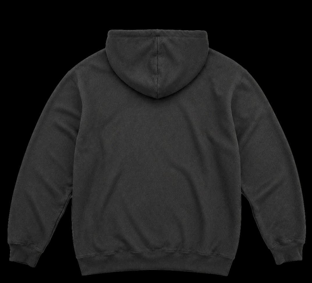Sudadera Clásica en carbón, con parche rojo y frase More besos por favor.
