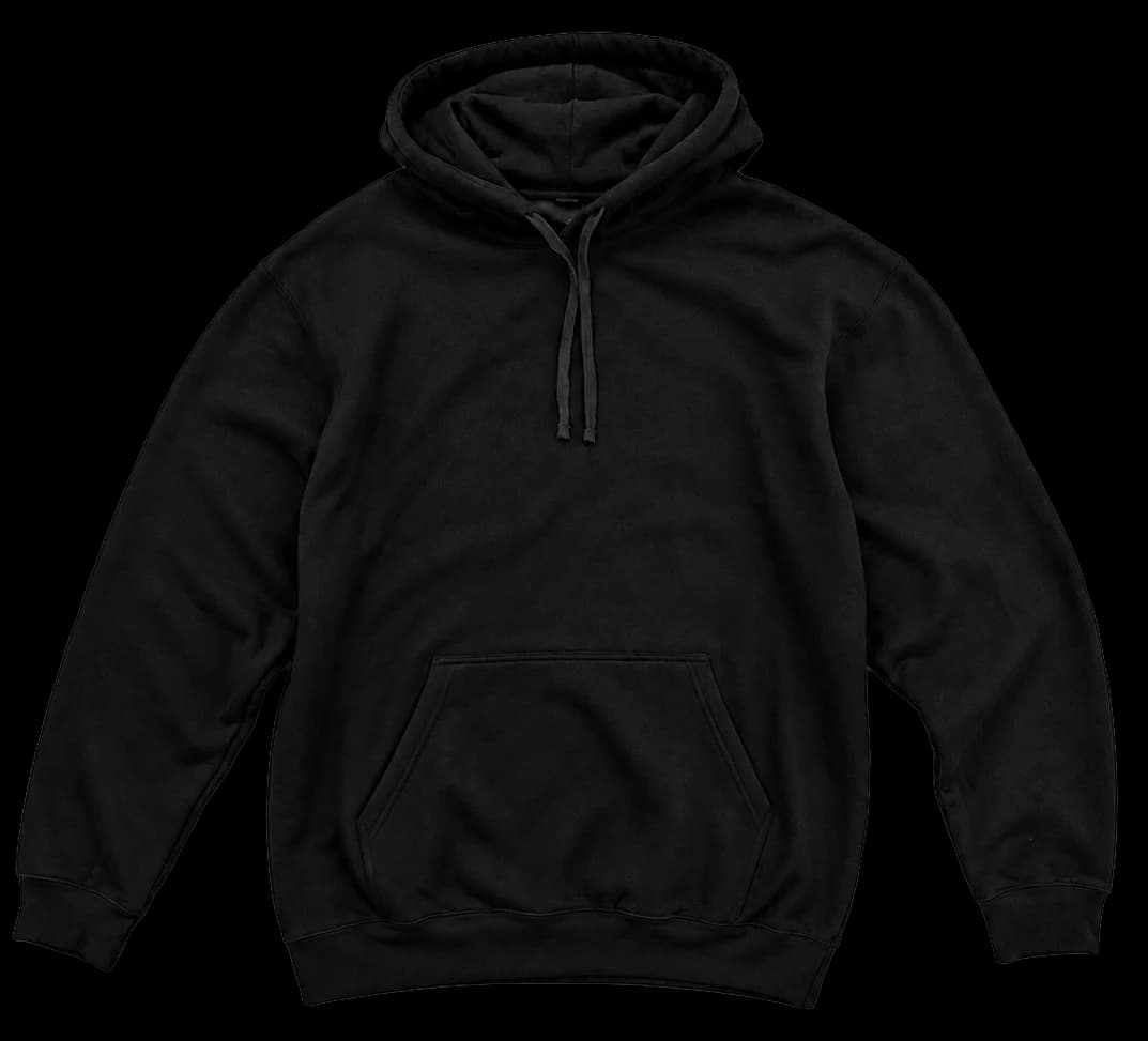 Sudadera Clásica en negro, con parche naranja y frase Collect beautiful moments.