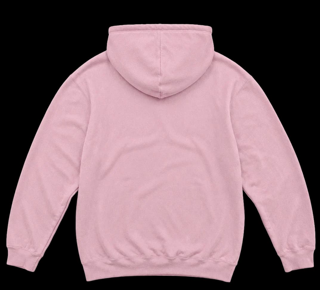 Sudadera Clásica en rosa, con parche blanco y frase Follow your happy.