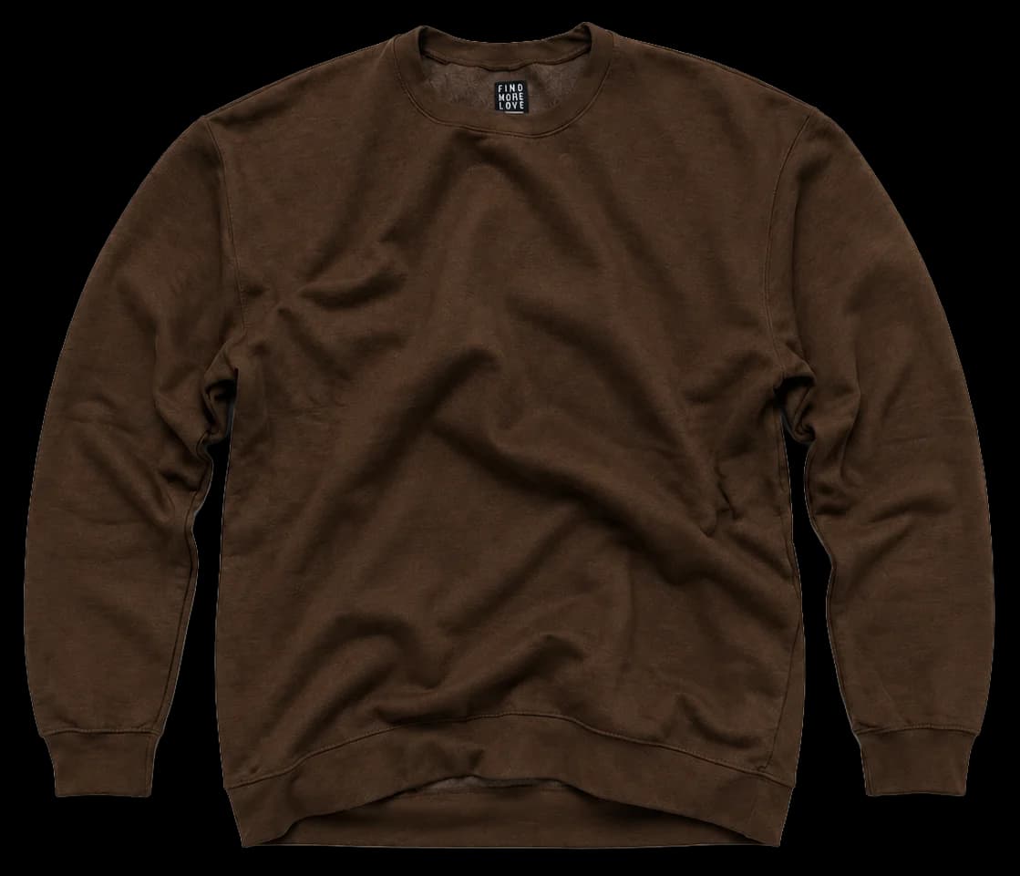 Sudadera Crewneck en café, con parche amarillo y frase Coffee addict.
