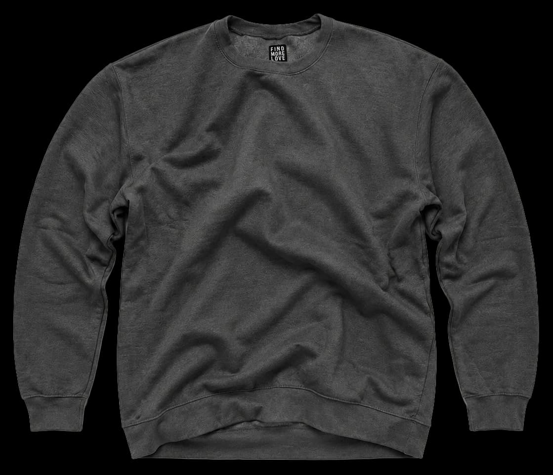 Sudadera Crewneck en gris oscuro, con parche naranja y frase Cold brew all day.