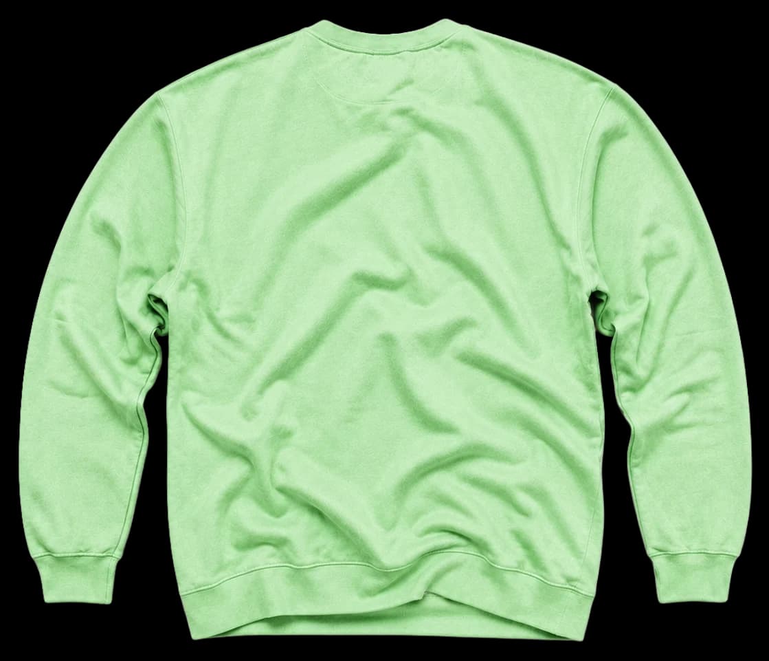 Sudadera Crewneck en menta, con parche rosa y frase Collect beautiful moments.