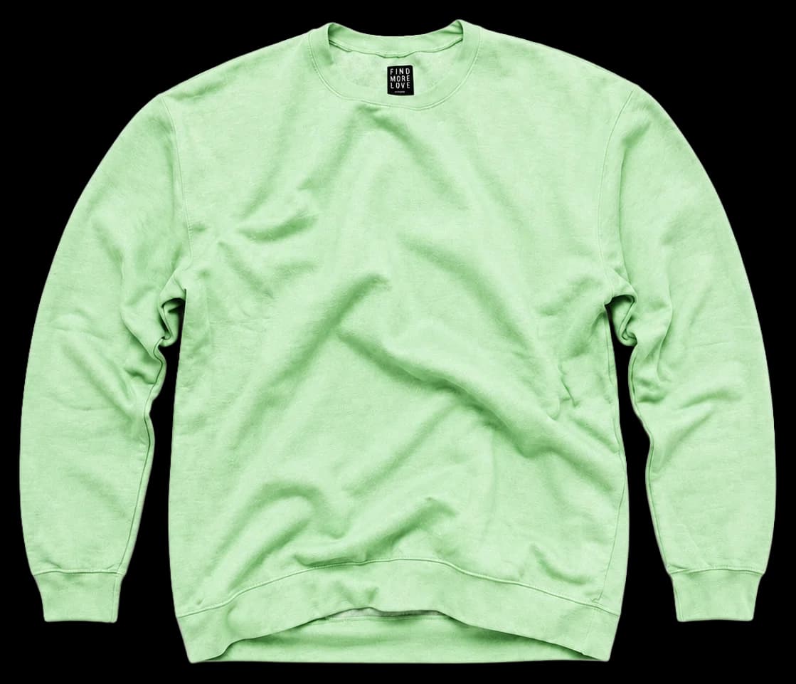 Sudadera Crewneck en menta, con parche rosa y frase Do what makes you happy.