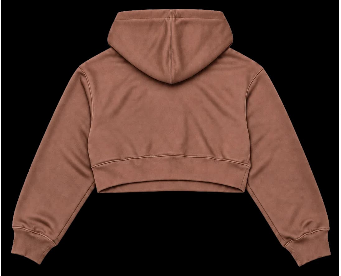 Sudadera Crop en canela, con parche naranja y frase I am my highest priority.