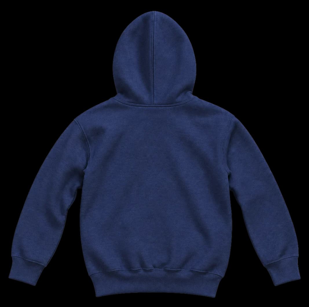 Sudadera Niños en azul marino, con parche azul claro y frase Good vibes day.